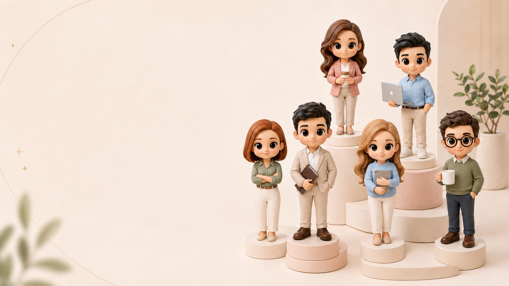 Custom 3D miniature figurines of a corporate team